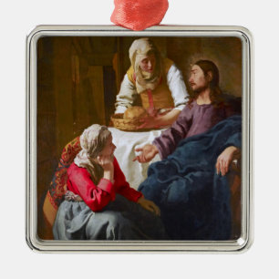 Vermeer - Kristus i huset Martha och Mary Julgransprydnad Metall