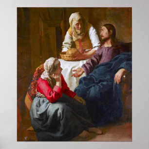 Vermeer - Kristus i huset Martha och Mary Poster