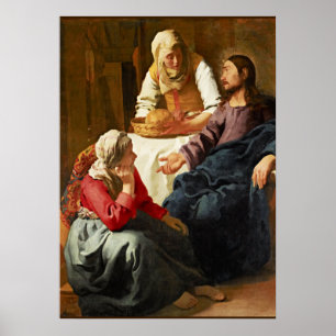 Vermeer - Kristus i huset Martha och Mary Poster