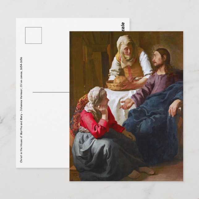 Vermeer - Kristus i huset Martha och Mary Vykort (Fram/baksida)