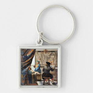 Vermeer - Målerikonsten Fyrkantig Silverfärgad Nyckelring