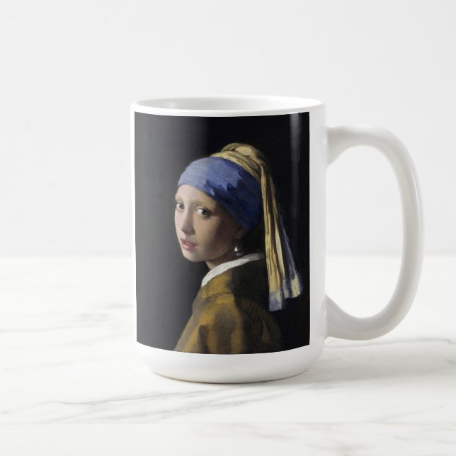 Vermeer målning - flicka med öronmärkning kaffemugg (Höger)