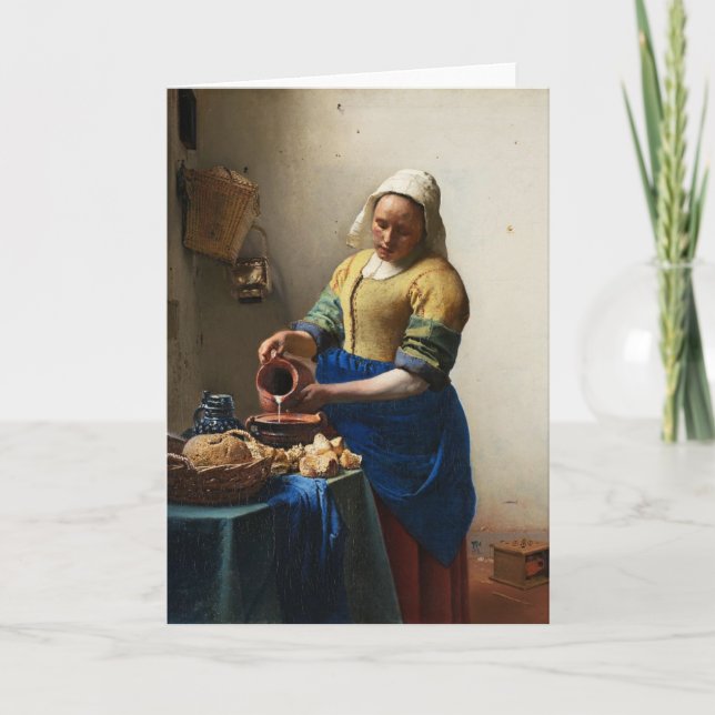 Vermeer Milkmaidhälsningkortet Kort (Framsida)