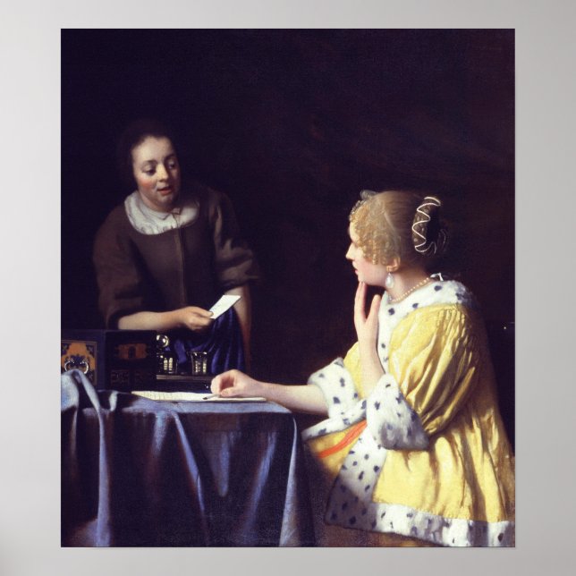 Vermeer - Mistress And Maid Holding A Letter 1668 Poster (Framsidan)