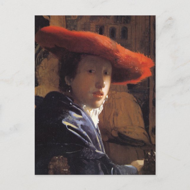 Vermeer Painting - Girl with a Red Hat Vykort (Framsida)