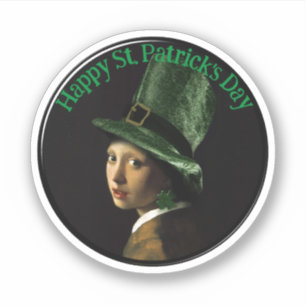 Vermeer Pärlörhänge Klöver St Patricks dag Klistermärken