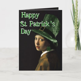 Vermeer Pearl Earring Klöver St patrick's day Kort