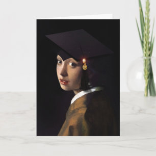 Vermeer Pearl Earring Studenten Grad Cap Kort