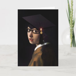Vermeer Pearl Earring Studenten Grad Cap Kort
