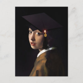 Vermeer Pearl Earring Studenten Grad Cap Vykort