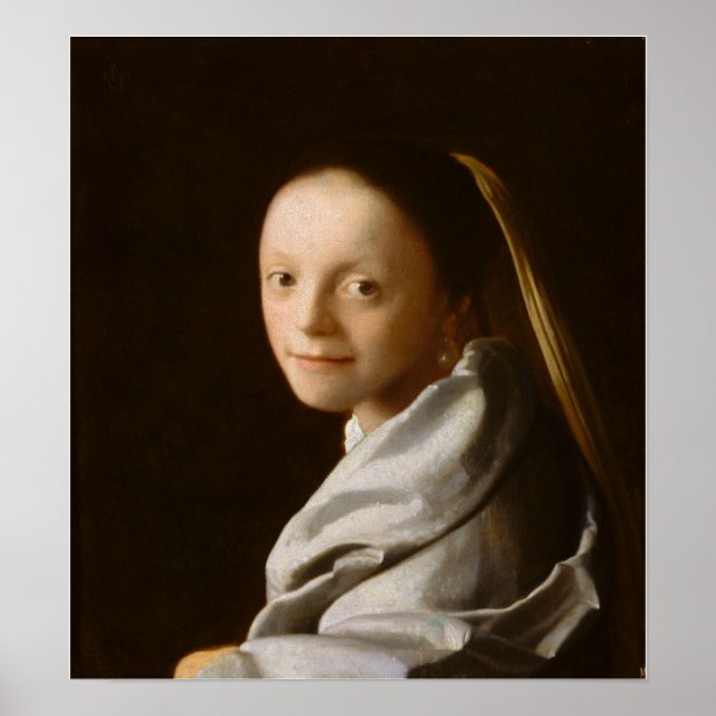 Vermeer - Porträtt av en ung kvinna 1674 Poster (Framsidan)