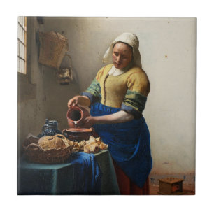 Vermeer som milkmaiden belägger med tegel kakelplatta