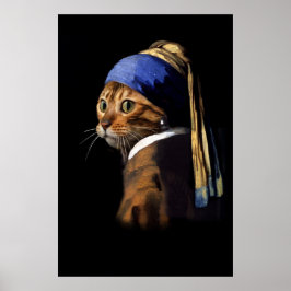 Vermeer Spoof Puss med ett stort inlägg Poster
