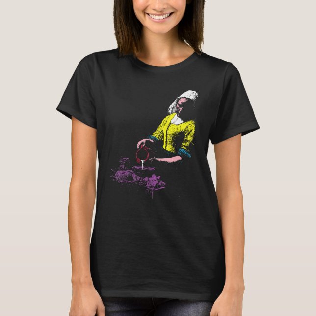 Vermeer The Milkmaid Pop 80s Pop Minimal Baroque A T Shirt (Framsida)