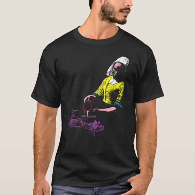Vermeer The Milkmaid Pop 80s Pop Minimal Baroque A T Shirt (Framsida)