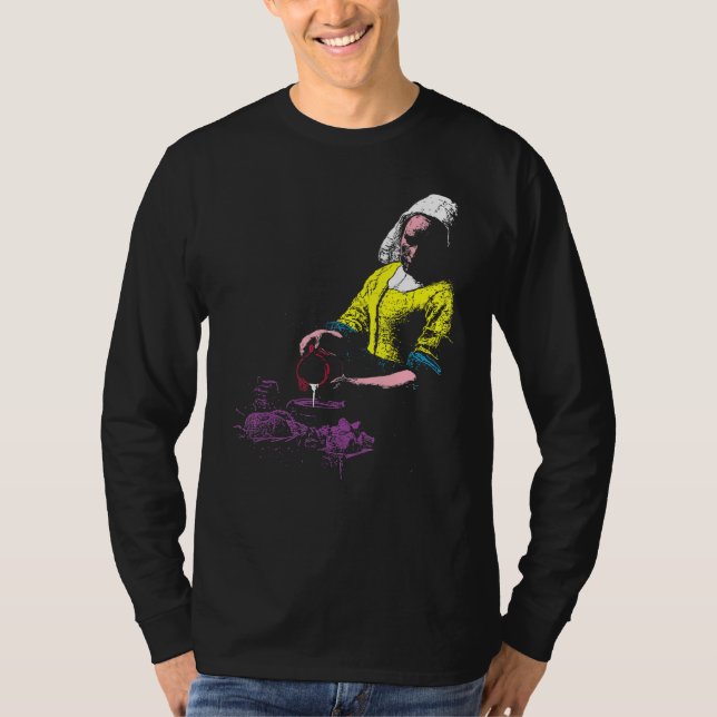 Vermeer The Milkmaid Pop 80s Pop Minimal Baroque A T Shirt (Framsida)