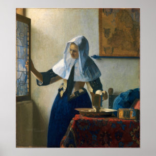 Vermeer - Unga kvinnor med en Vatten Pitcher 1665 Poster