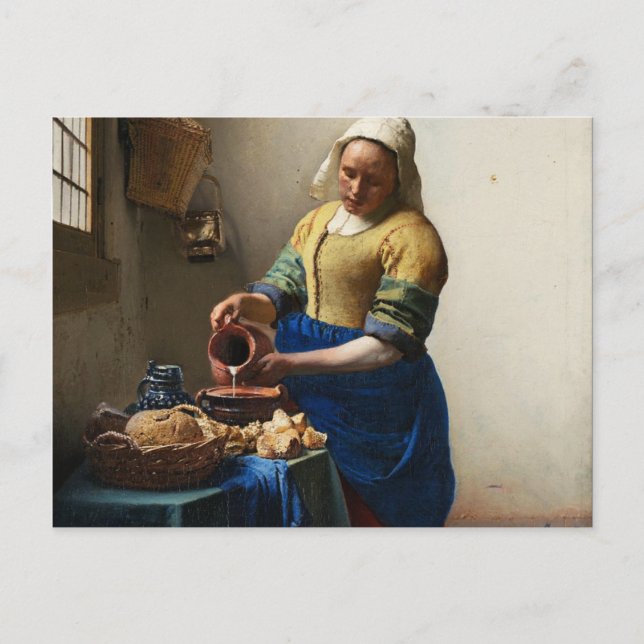 Vermeer, vykort för mjölkfett (Framsida)