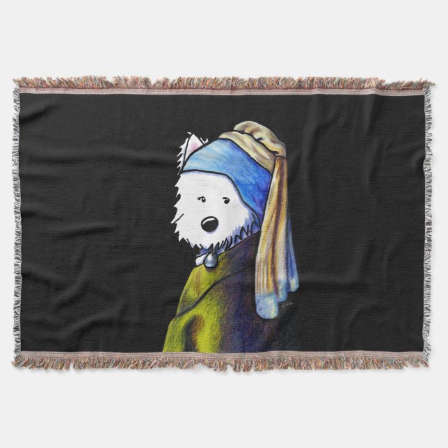 Vermeer Westie Girl Throw Blanket Filt (Framsidan)