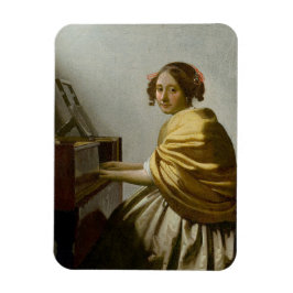 Vermeer Woman Spelar Tangentbord Magnet
