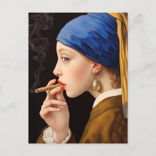 Vermeers flicka med en Pearl Earring Smoking Helg Vykort