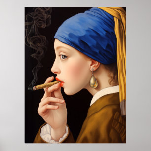 Vermeers flicka med en Pearl Earring Smoking Poster