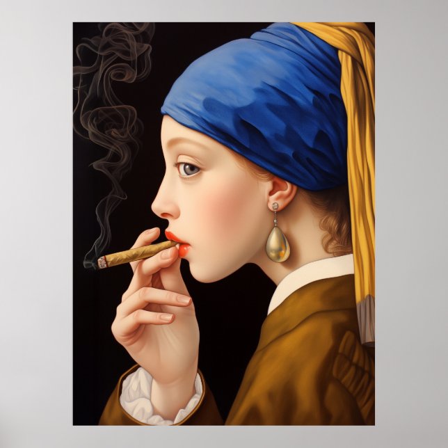 Vermeers flicka med en Pearl Earring Smoking Poster (Framsidan)