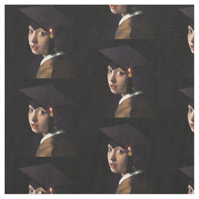 Vermeers flicka med Grad Cap Tyg (Närbild)