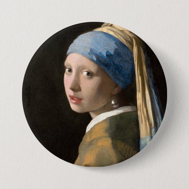 Vermeers flicka med Pearl Earring Knapp (Framsida)