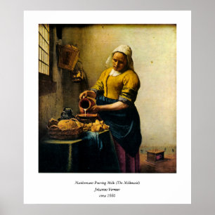 Vermeers hällande mjölk för Maidservant (circa Poster