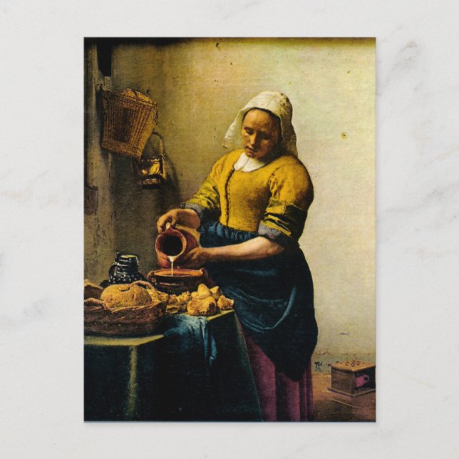 Vermeers hällande mjölk för Maidservant (circa Vykort (Framsida)