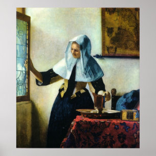 Vermeers unga kvinna med en Vatten Pitcher ca 1665 Poster