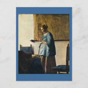 Vermeer's Woman in Blue Reading a Brev ca.1665 Vykort