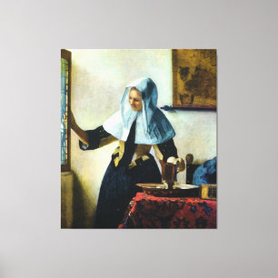 Vermeers Young Woman med Vatten Pitcher ca 1665 Canvastryck