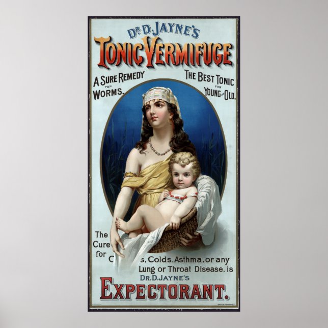 VERMIFUGE MASK och LUNG MEDICIN 1889 Poster (Framsidan)