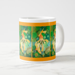 Vermilion Goldfish Swimming in Grönt Bubbles Jumbo Mugg
