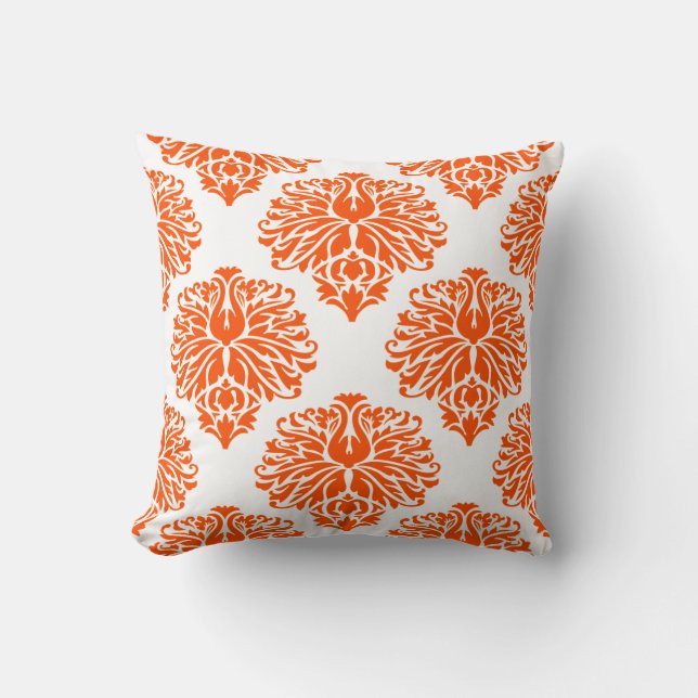 Vermiljon Elegant Damask Kudde (Framsida)