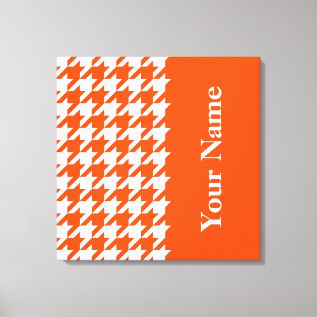 Vermiljon Elegant Houndstooth med namn Canvastryck (Framsida)
