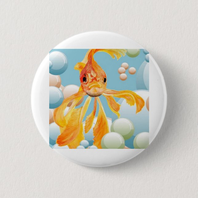 Vermiljon guldfisk i Pastel Bubble Vatten Knapp (Framsida)