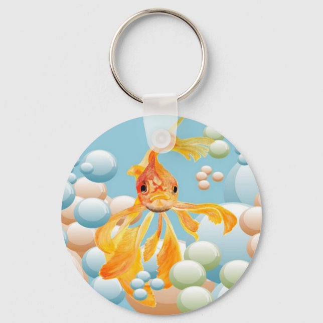 Vermiljon guldfisk i Pastel Bubble Vatten Nyckelring (Framsida)