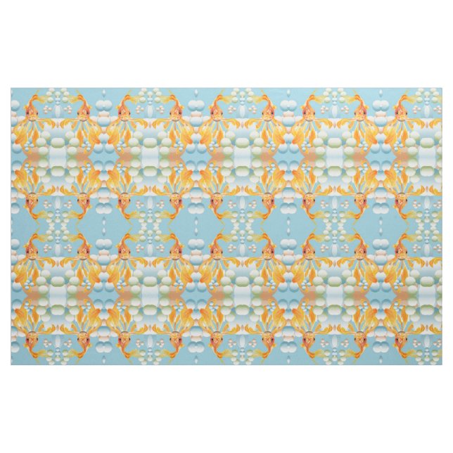 Vermiljon guldfisk i Pastel Bubble Vatten Tyg (Fat Quarter)