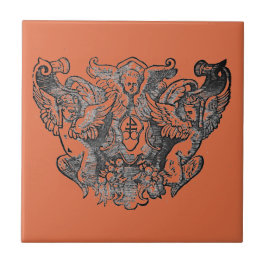 Vermillion – Angels – Coat of arms Emblem baroque Kakelplatta