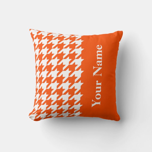 Vermillion Elegant Houndstooth med namn Kudde (Framsida)