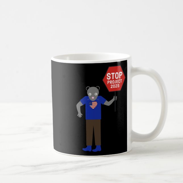 "vermin"-aktivist Stoppa Project 2025. Kaffemugg (Höger)