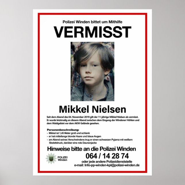 Vermisst Mikkel Nielsen Poster (Framsidan)