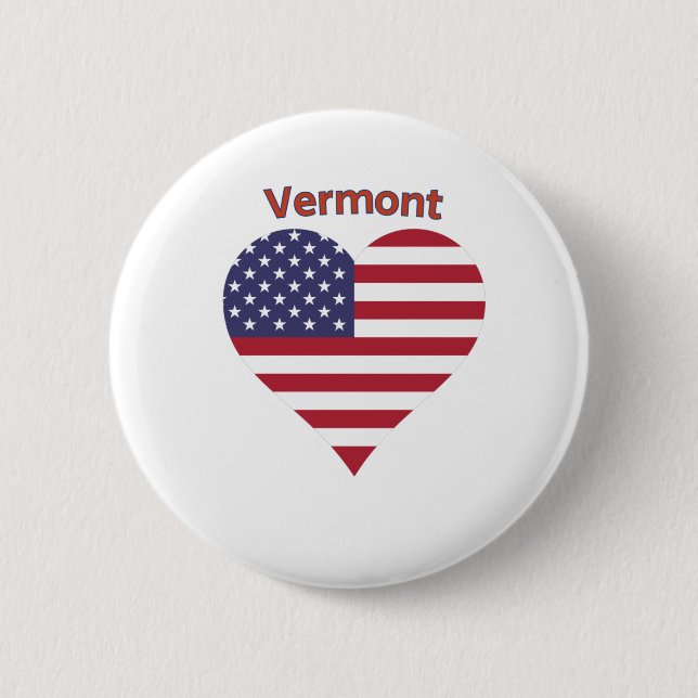 Vermont American Flagga Heart Knapp (Framsida)