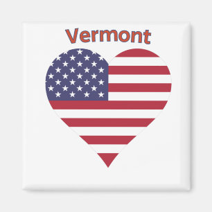 Vermont American Flagga Heart Magnet