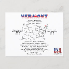 Vermont American State på karta och användbar info Helg Vykort