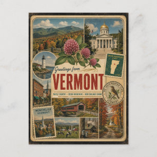Vermont Autentisk Vintage Stil Vykort