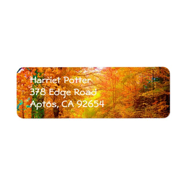Vermont Autumn liggande Returadress Etikett (Framsidan)